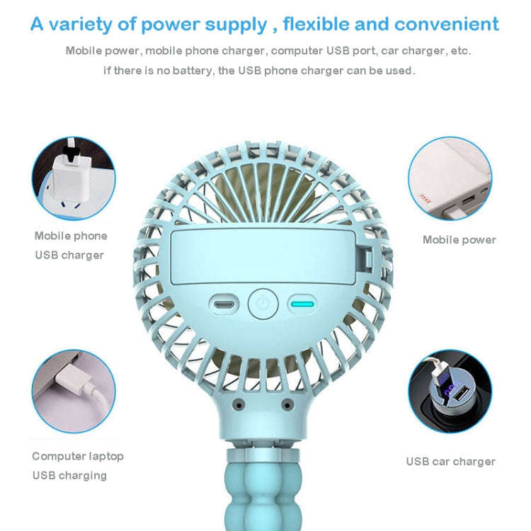 Octopus Deformed Cartoon Folding USB Rechargeable Mini Handheld Fan(White)