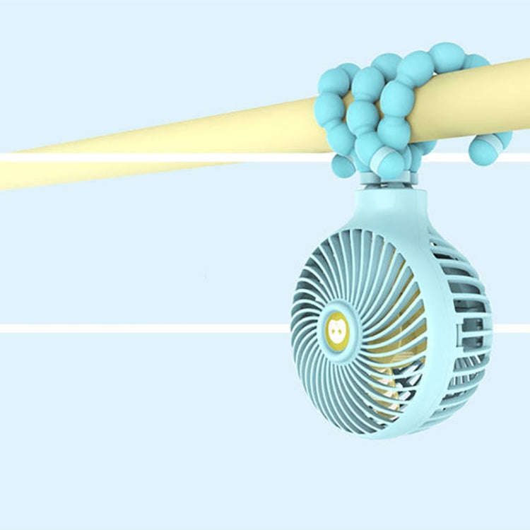 Octopus Deformed Cartoon Folding USB Rechargeable Mini Handheld Fan(Blue)
