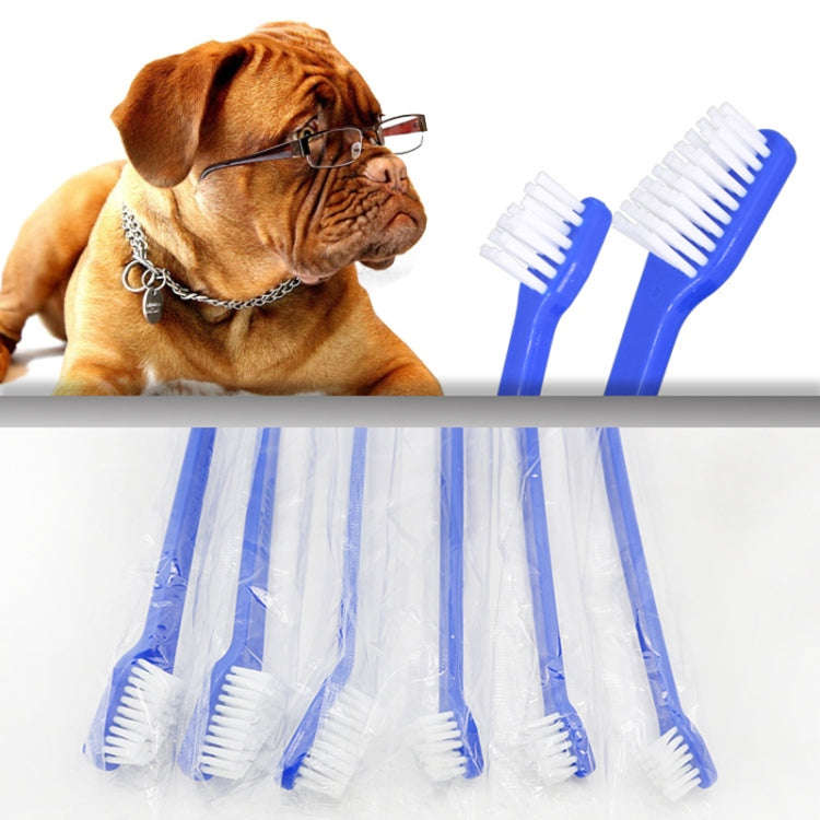 10pcs Dog Cat Effective Pets Oral Care Pet Toothbrush, Specification:Blue Handle + Medium Hair(Blue)
