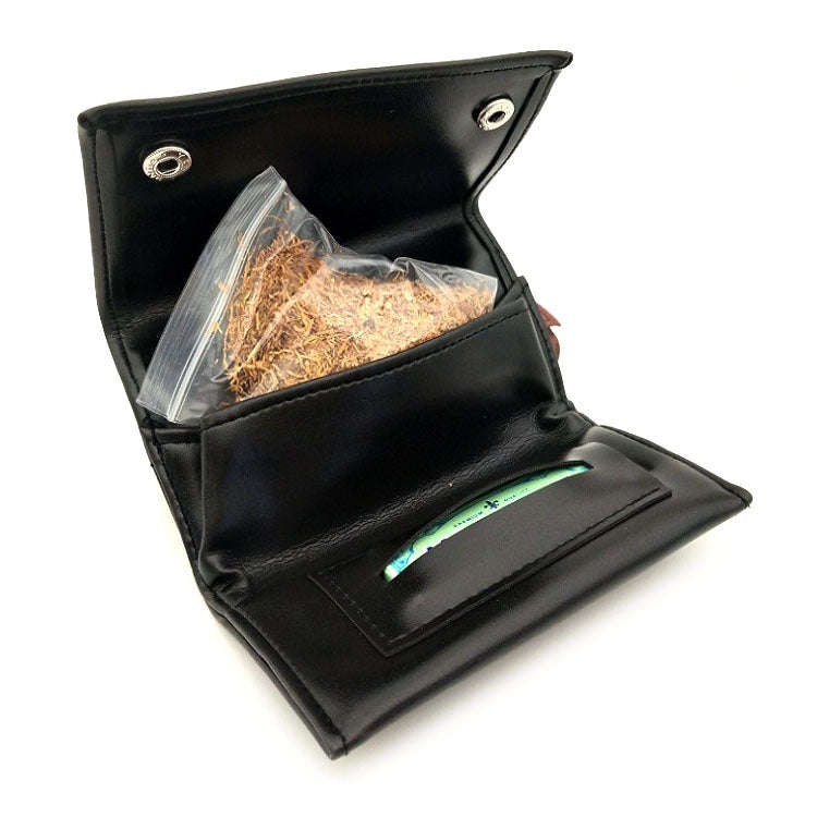 PU Leather Tobacco Portable Storage Bag(Black)