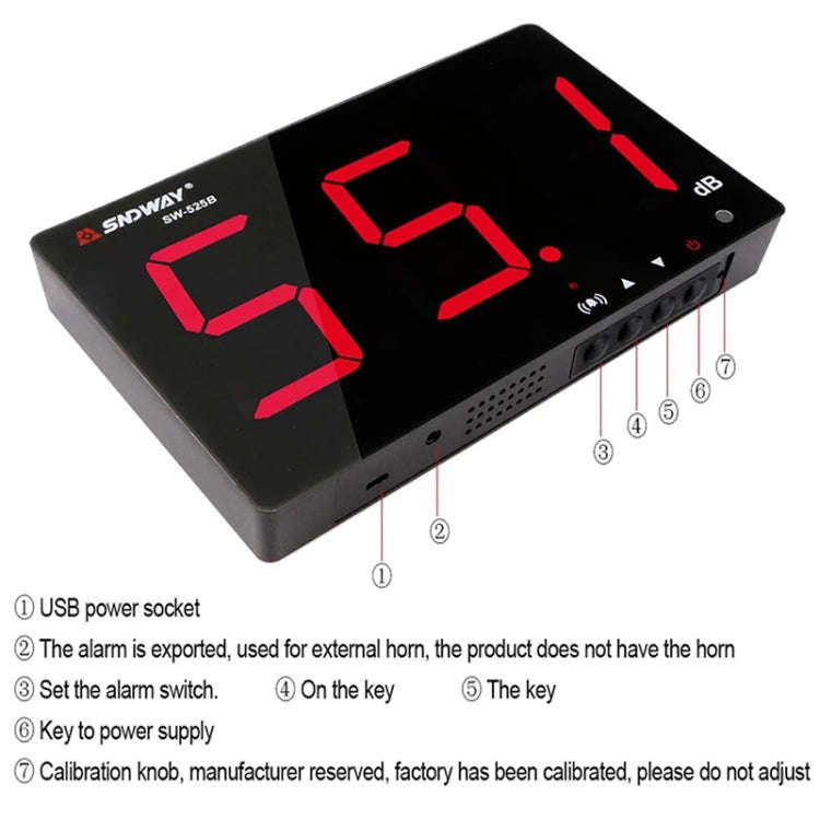 SNDWAY Wall-mounted 30~130dB Large Screen Digital Display Noise Decibel Monitoring Testers, Speci...