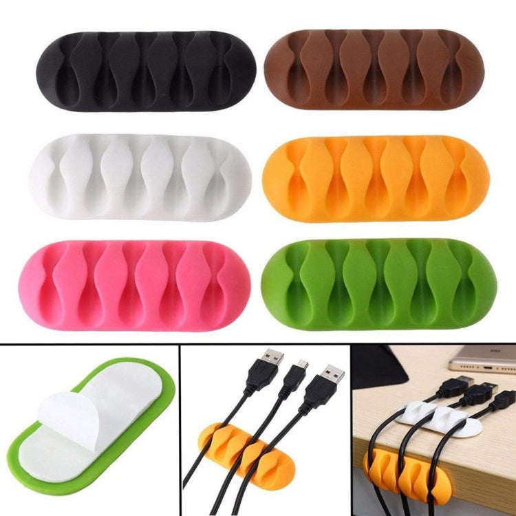10 PCS Pasteable Five-hole TPR Wire Storage Organizer Data Cable Holder(Black)