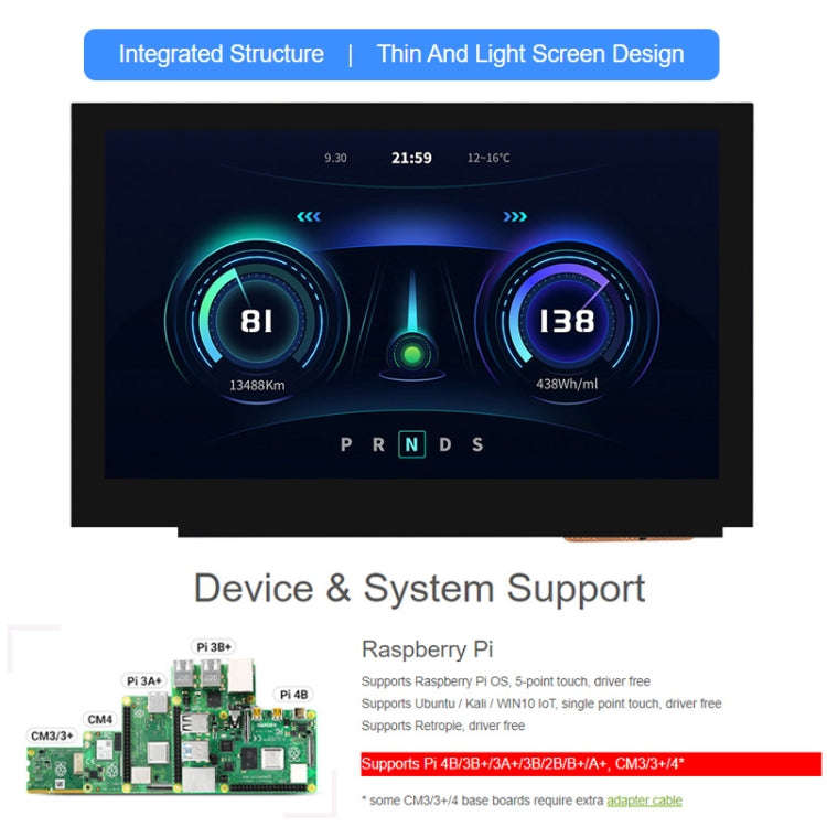Waveshare 5 Inch DSI Display, 800 × 480 Pixel, IPS Display Panel, Style:No Touch
