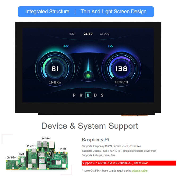 Waveshare 4.3 Inch DSI Display 800×480 Pixel IPS Display Panel, Style:Touch Display