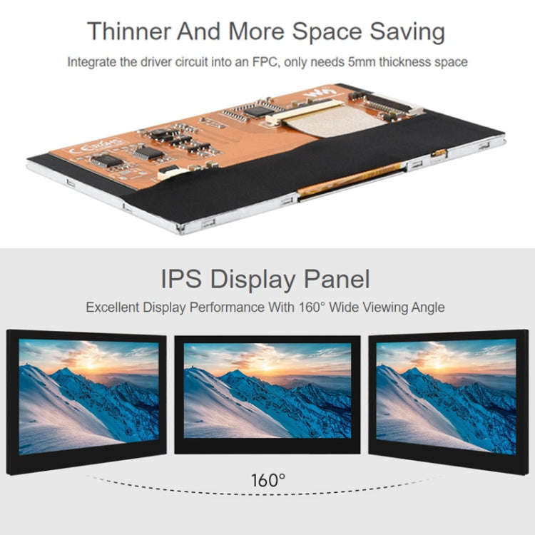 Waveshare 4.3 Inch DSI Display 800×480 Pixel IPS Display Panel, Style:Touch Display