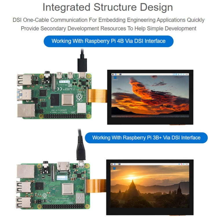 Waveshare 4.3 Inch DSI Display 800×480 Pixel IPS Display Panel, Style:Touch Display