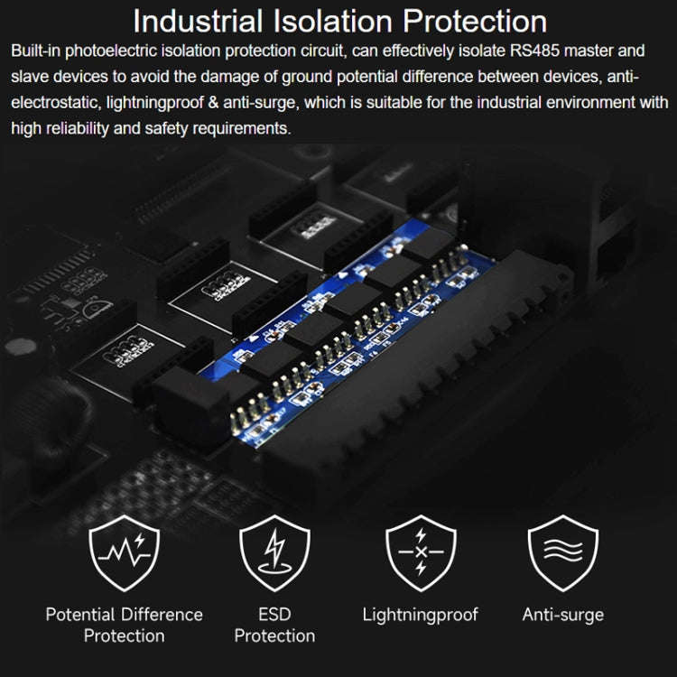 Waveshare RS485-HUB-8P Industrial-grade Isolated 8-ch RS485 Hub, Rail-mount Support, Wide Baud Ra...