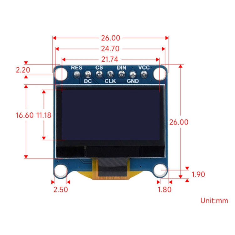 Waveshare 0.96 inch OLED Display Module, 128×64 Resolution, SPI / I2C Communication(E Blue)