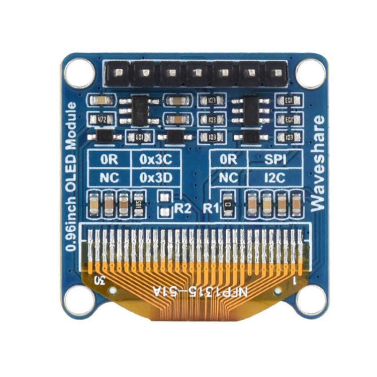 Waveshare 0.96 inch OLED Display Module, 128×64 Resolution, SPI / I2C Communication(E Blue)
