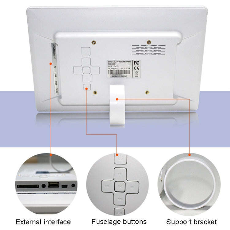 DPF-106 10.1 inch Digital Photo Frame LED Video Advertising Machine, Plug:US Plug(White)