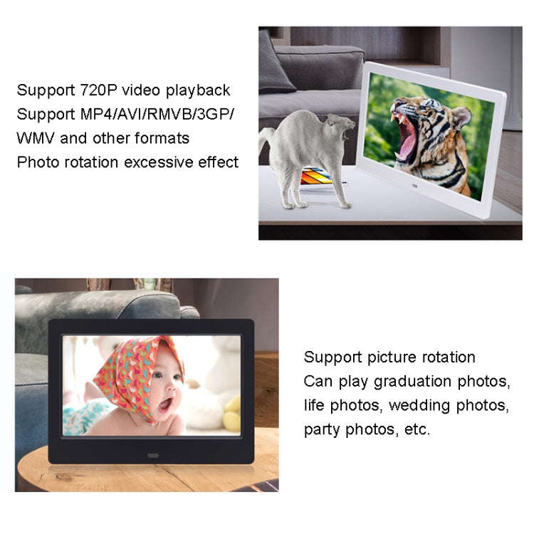 DPF-706 7 inch Digital Photo Frame LED Wall Mounted Advertising Machine, Plug:US Plug(White)