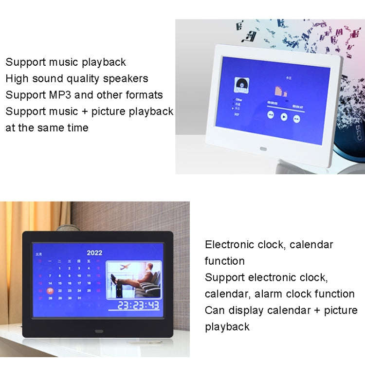 DPF-706 7 inch Digital Photo Frame LED Wall Mounted Advertising Machine, Plug:US Plug(White)