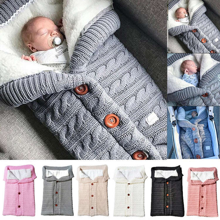 Warm Soft Cotton Knitting Envelope Newborn Baby Sleeping Bag(Dark Blue)