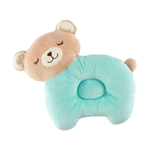 Baby Cartoon Cotton Head Protect Pillow Breathable Washable Bite-proof Headrest(Green Bear)