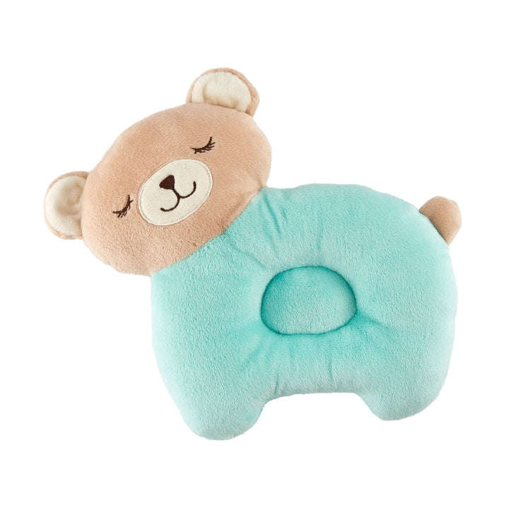 Baby Cartoon Cotton Head Protect Pillow Breathable Washable Bite-proof Headrest(Green Bear)
