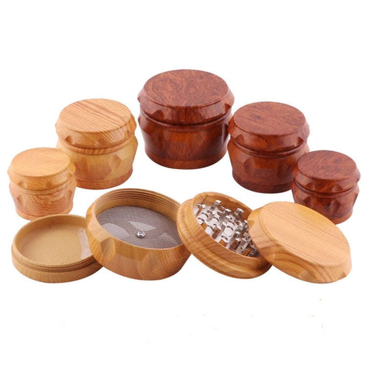 Wood Drum Type Smoke Grinder Tobacco Spice Crusher, Size:M(Red)