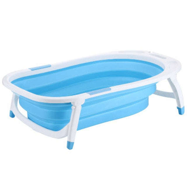 Baby Folding Bathtub Portable Plastic Baby Bath Shower Kids Bathtub(Blue)