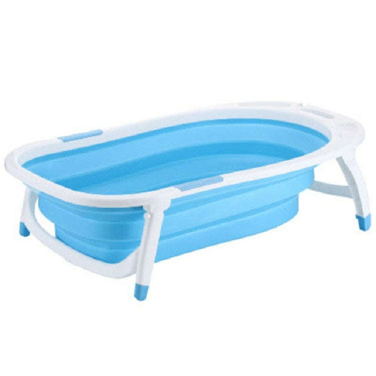 Baby Folding Bathtub Portable Plastic Baby Bath Shower Kids Bathtub(Blue)