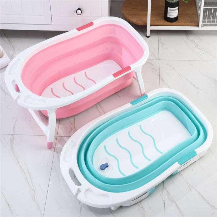 Baby Folding Bathtub Portable Plastic Baby Bath Shower Kids Bathtub(Blue)