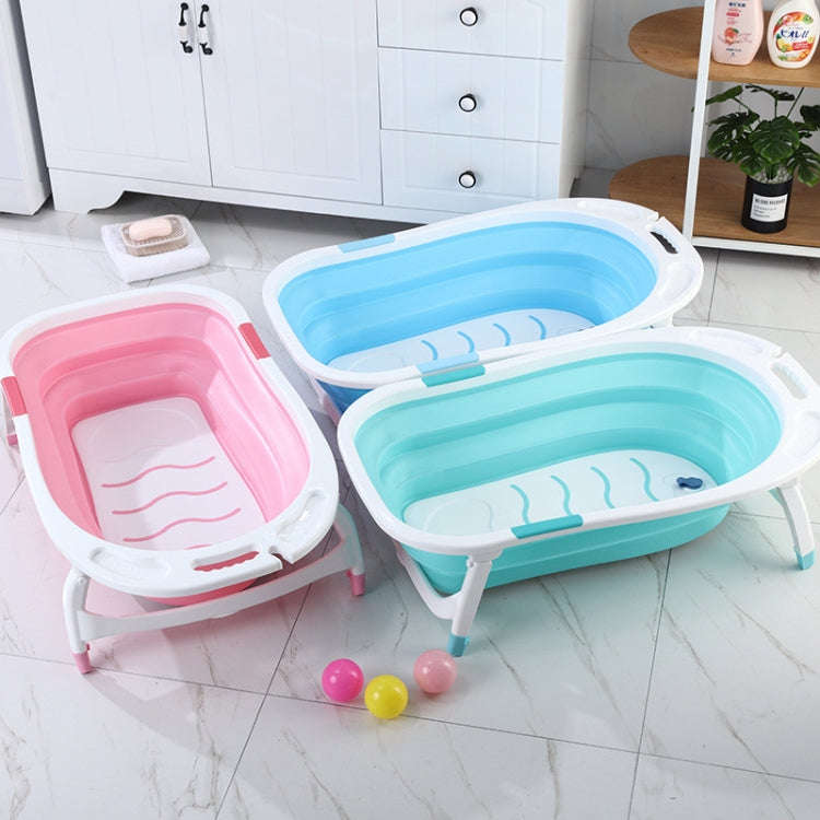 Baby Folding Bathtub Portable Plastic Baby Bath Shower Kids Bathtub(Blue)