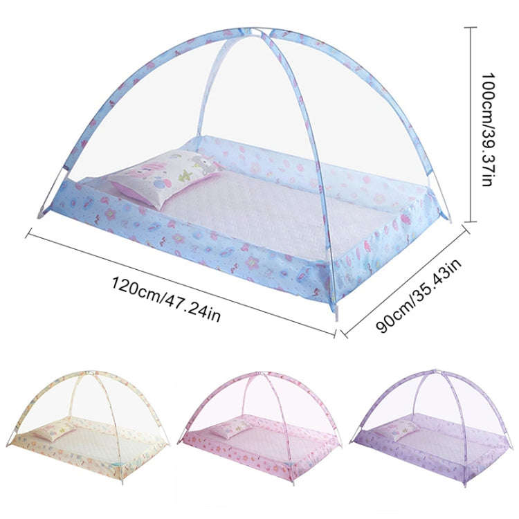 Spring and Summer Endless Children's Mosquito Net Baby Dome Free Installation(Yellow)