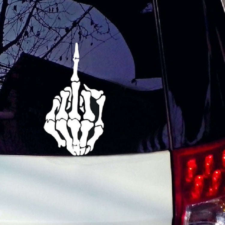 10 PCS Anti-High Beam Car Sticker Middle Finger Despise Reflective Car Sticker Bones Motorcycle S...