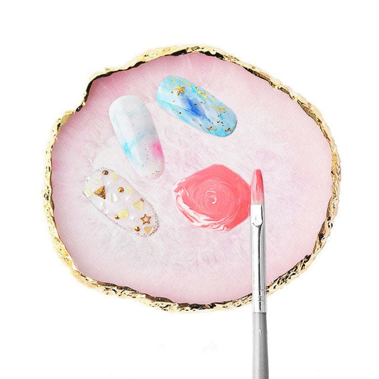 Nail Palettes Resin Agate Pieces Nail Painting Palette Decoration Storage Tray(Pink)