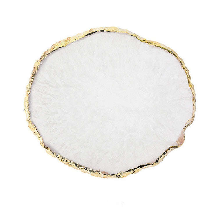 Nail Palettes Resin Agate Pieces Nail Painting Palette Decoration Storage Tray(White)