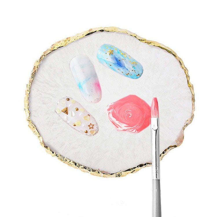 Nail Palettes Resin Agate Pieces Nail Painting Palette Decoration Storage Tray(White)