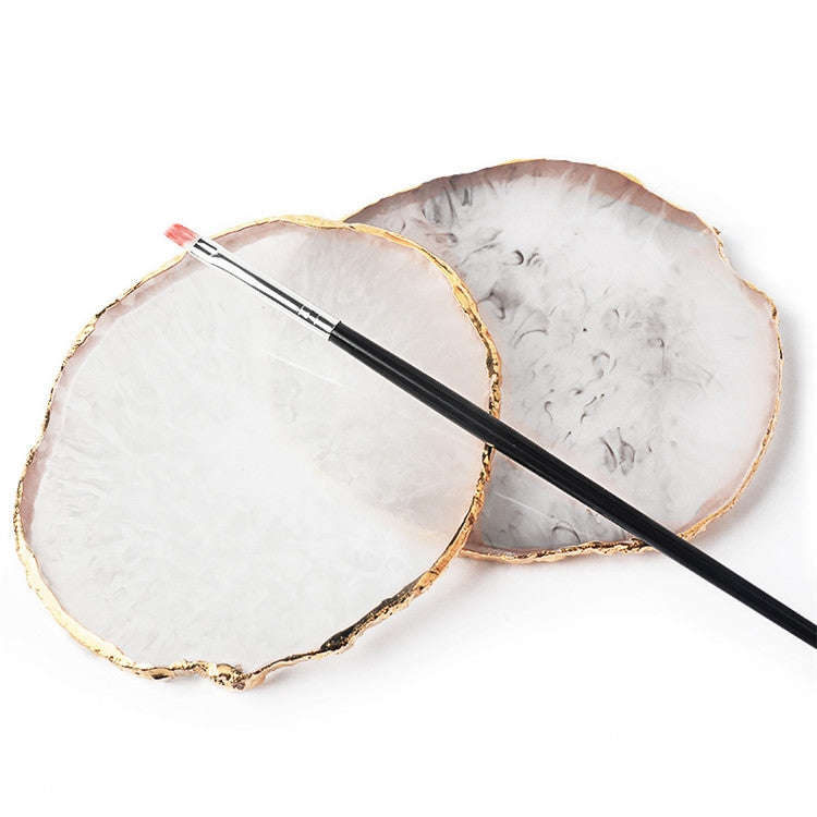 Nail Palettes Resin Agate Pieces Nail Painting Palette Decoration Storage Tray(White)
