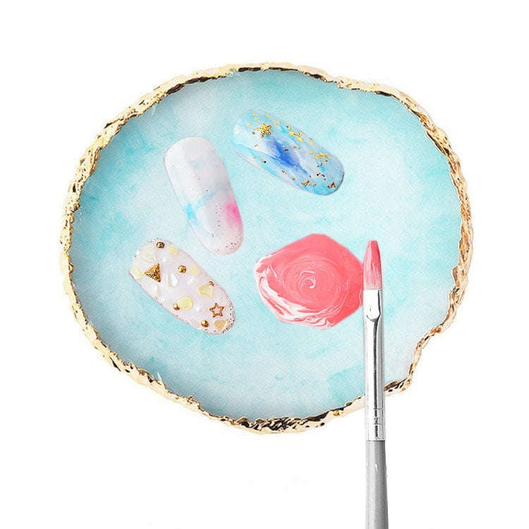 Nail Palettes Resin Agate Pieces Nail Painting Palette Decoration Storage Tray(Blue)