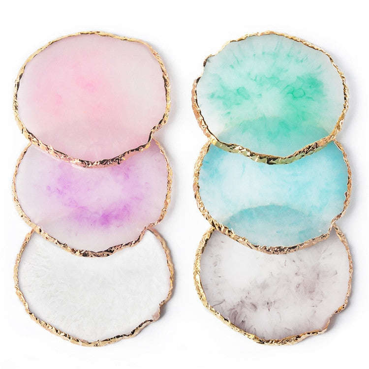 Nail Palettes Resin Agate Pieces Nail Painting Palette Decoration Storage Tray(Blue)