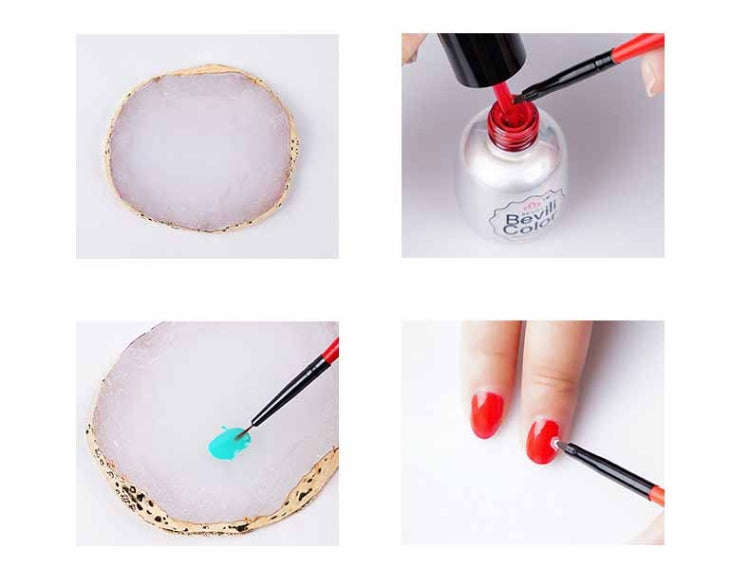 Nail Palettes Resin Agate Pieces Nail Painting Palette Decoration Storage Tray(Blue)