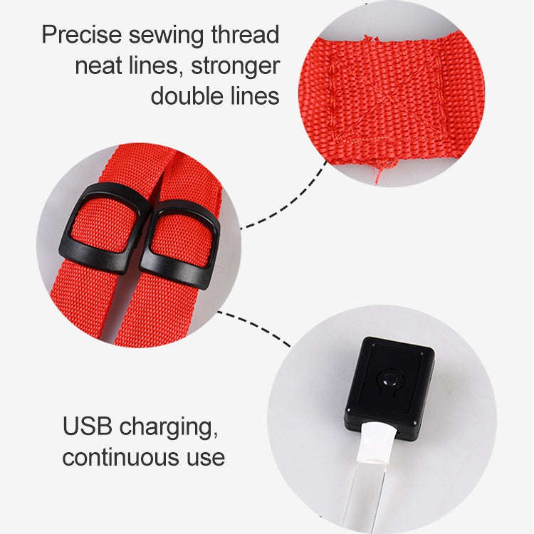 Double Sided LED Light Pet Harness Nylon Cat Dog Chest Strap Leash, Size:S(Red)