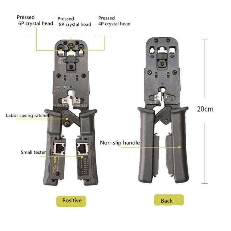 Multifunctional 4P8P6P Three-purpose Tester Ratchet Type Network Tool Squeeze Crimping Wire Netwo...