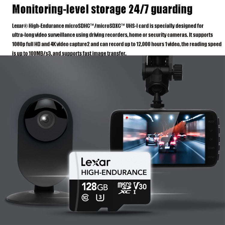 Lexar MicroSDHC 128GB High-endurance Driving Recorder Video Surveillance Camera TF Memory Card Vi...