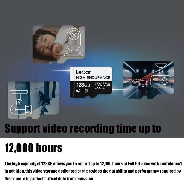 Lexar MicroSDHC 128GB High-endurance Driving Recorder Video Surveillance Camera TF Memory Card Vi...
