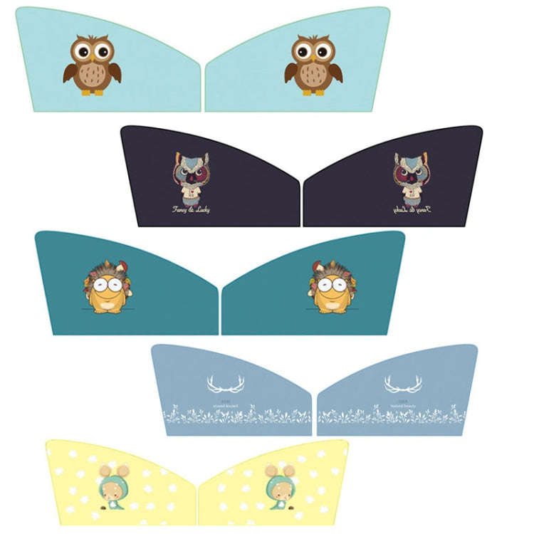 1 Pair Car Window Magnet Sunshade Curtain Heat Insulation Sun Block(Blue Owl)