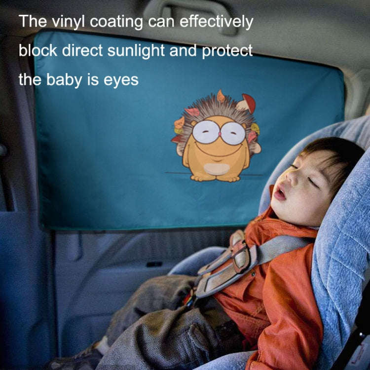 1 Pair Car Window Magnet Sunshade Curtain Heat Insulation Sun Block(Blue Owl)