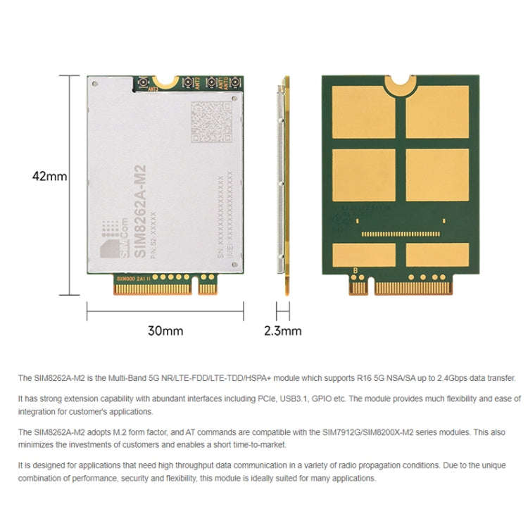 Waveshare SIM8262A-M2 SIMCom Original 5G Module, Interface M.2