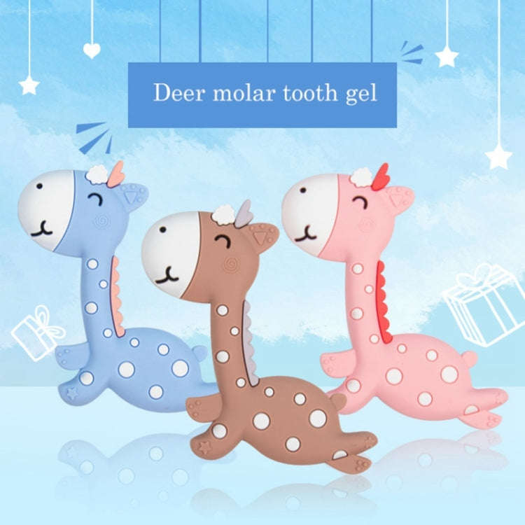 Cartoon Fawn Baby Teether Training Bite Molar Rod Silicone Toy Mother and Baby Supplies(Blue)
