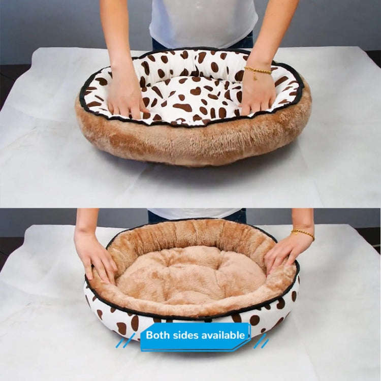 Thickened Autumn and Winter Oval Universal Warm Pet Cat Dog Bed, Size:M(Pink)