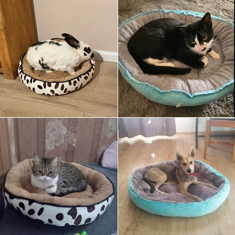 Thickened Autumn and Winter Oval Universal Warm Pet Cat Dog Bed, Size:M(Pink)