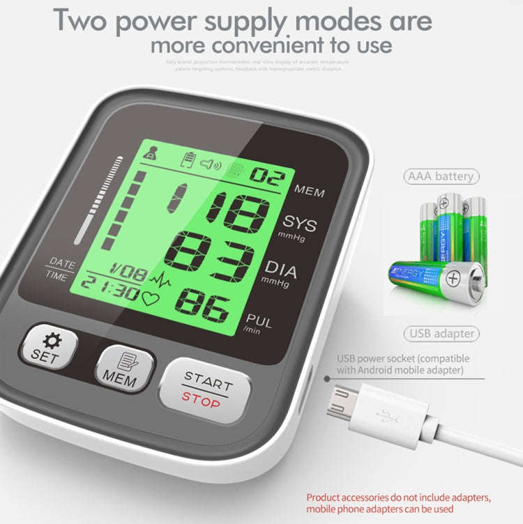 JZ-256A Tri-Color Backlight Automatic Upper Arm Sphygmomanometer Home Electronic Sphygmomanometer...