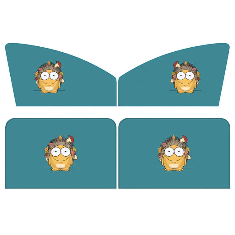 4 PCS / Set Car Window Magnet Sunshade Curtain Heat Insulation Sun Block(Hedgehog)