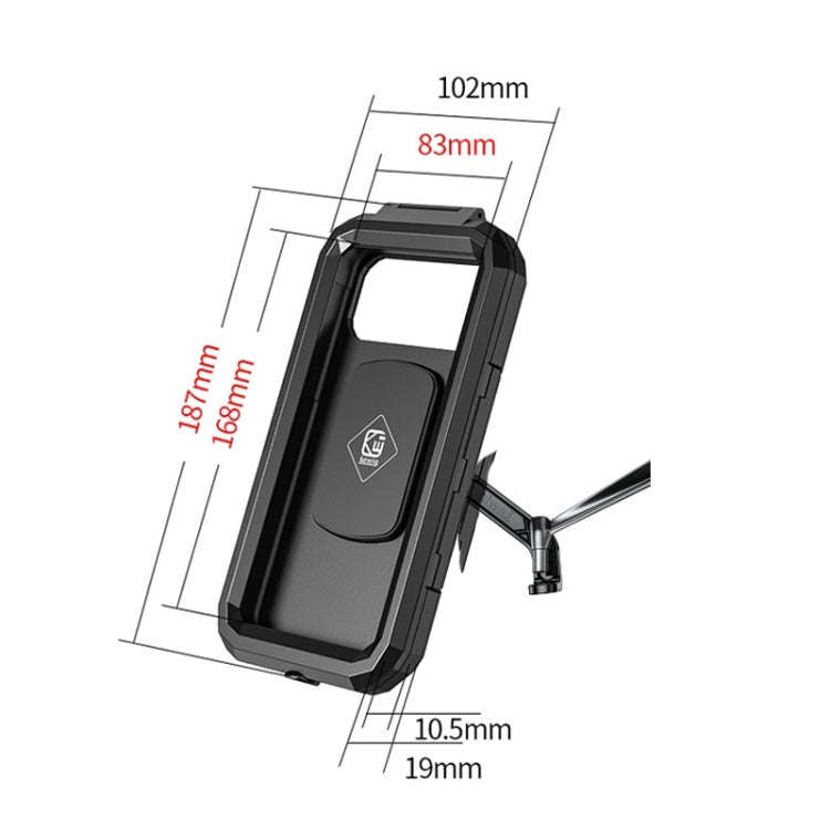 Kewig Bicycle Motorcycle Rearview Mirror Waterproof Box Touch Screen Phone Holder(Large)