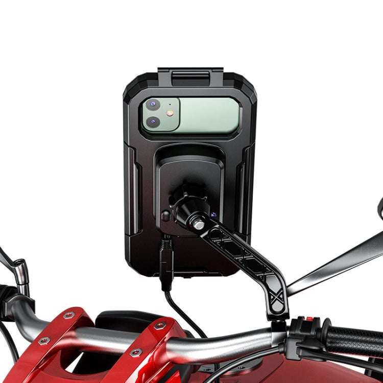 Kewig Bicycle Motorcycle Rearview Mirror Waterproof Box Touch Screen Phone Holder(Large)