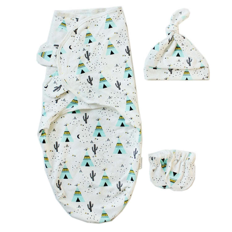 Spring  Summer Cotton Baby Infant Bags Towels Sleeping Bags Knitted Cloth Cap Set, Size:L (60x75 ...