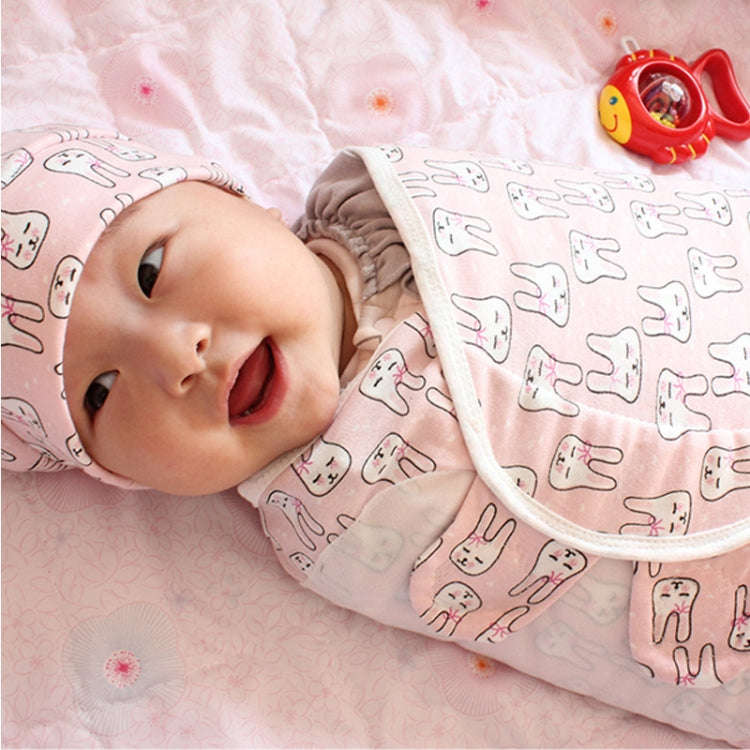 Spring  Summer Cotton Baby Infant Bags Towels Sleeping Bags Knitted Cloth Cap Set, Size:L (60x75 ...