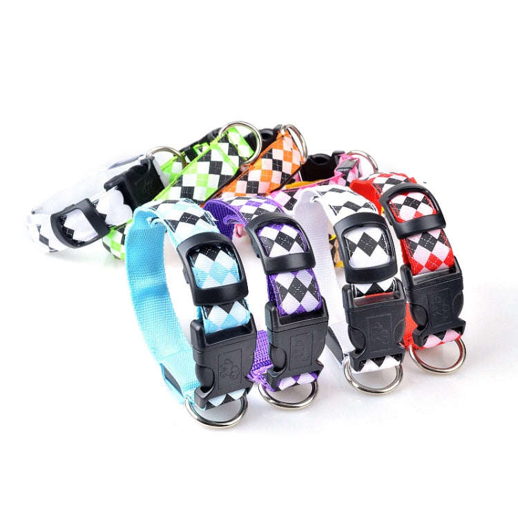 Plaid Pattern Rechargeable LED Glow Light Leads Pet Dog Collar for Small Medium Dogs, Size:S(Orange)